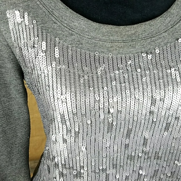 J. Crew women's S sequin sweatshirt gray - Picture 2 of 5